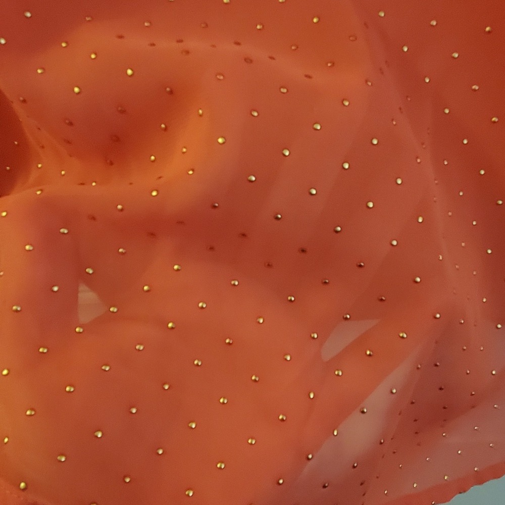 a.n.a. sz Petite L spice coral sheer long slv top NWT gold dot feminine romantic - Picture 4 of 14